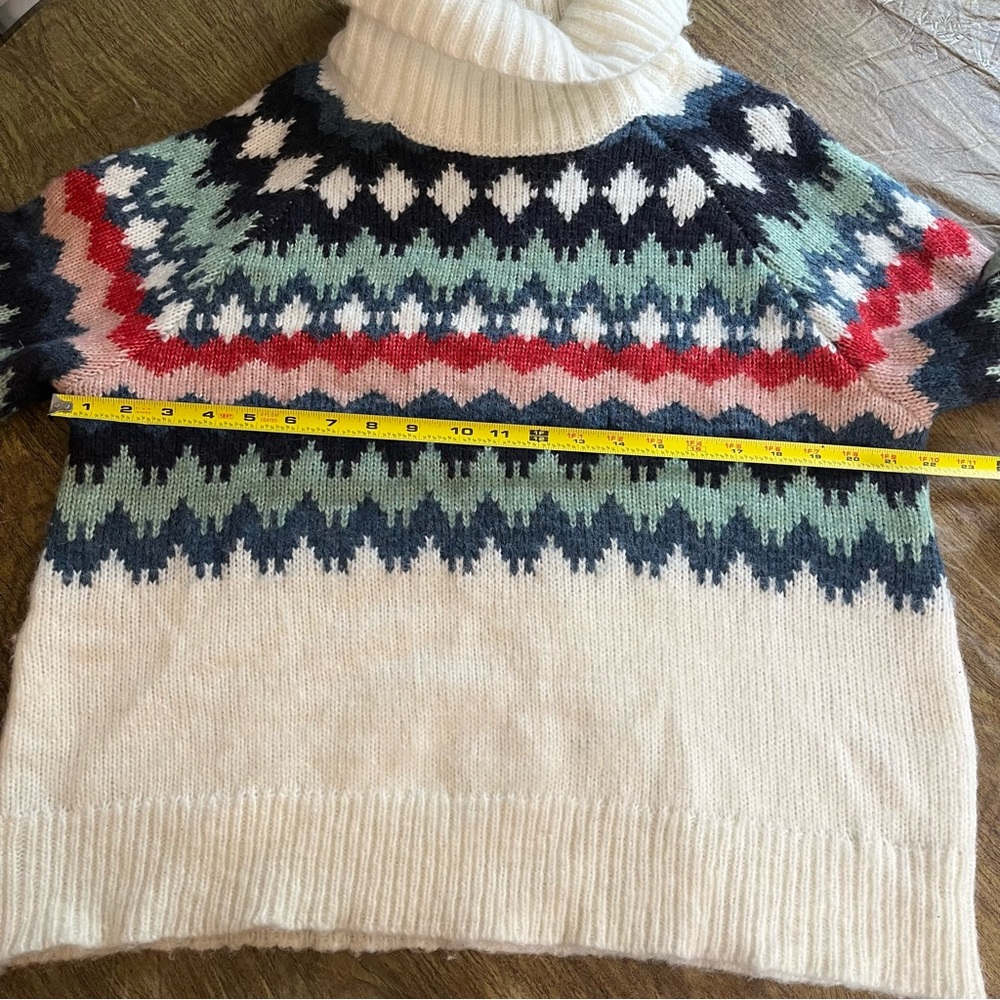 Mia & Tess Multicolor Fair Isle Cowl Neck Sweater Cozy Winter Sweater Size S - Picture 12 of 14